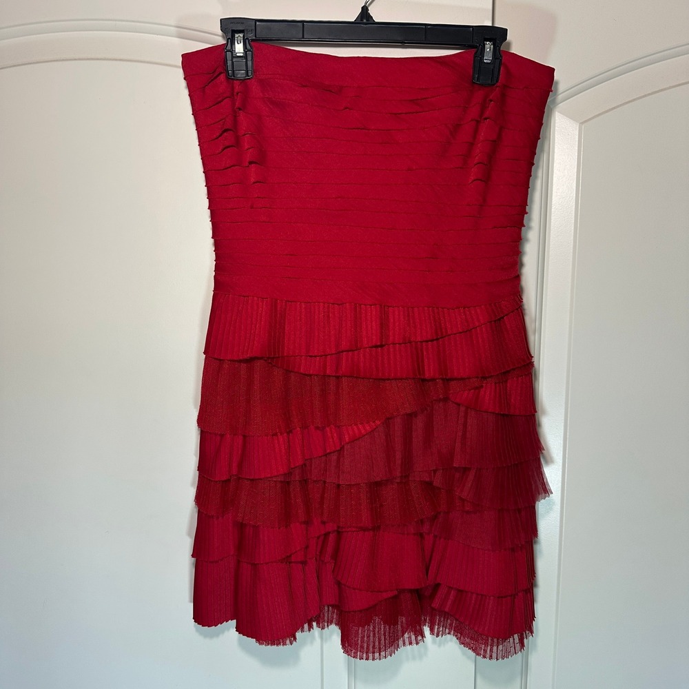 Kate Spade New York Red Strapless Tiered Ruffle Dress Party Cocktail Sexy Size 6